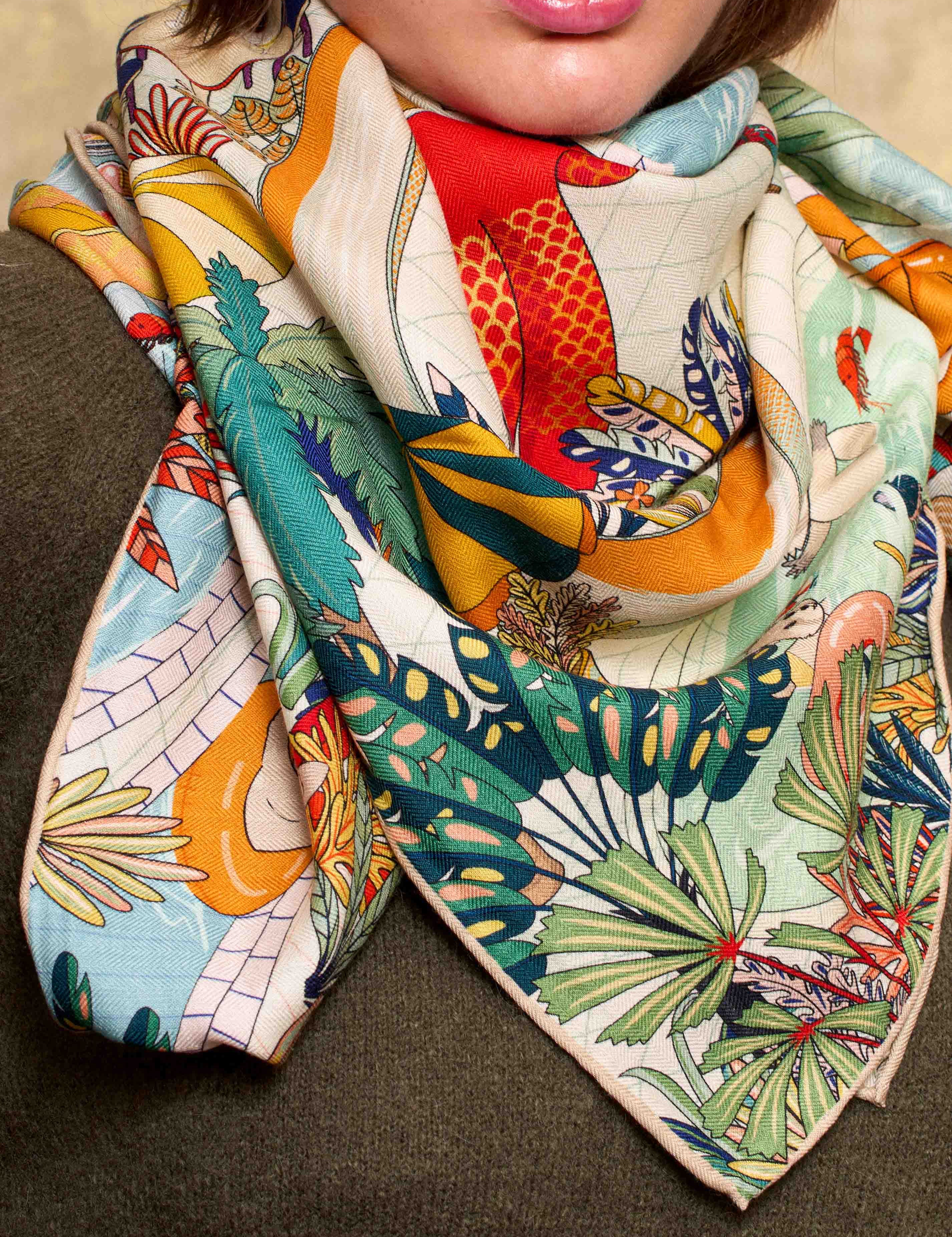Foulard Kza en laine et soie