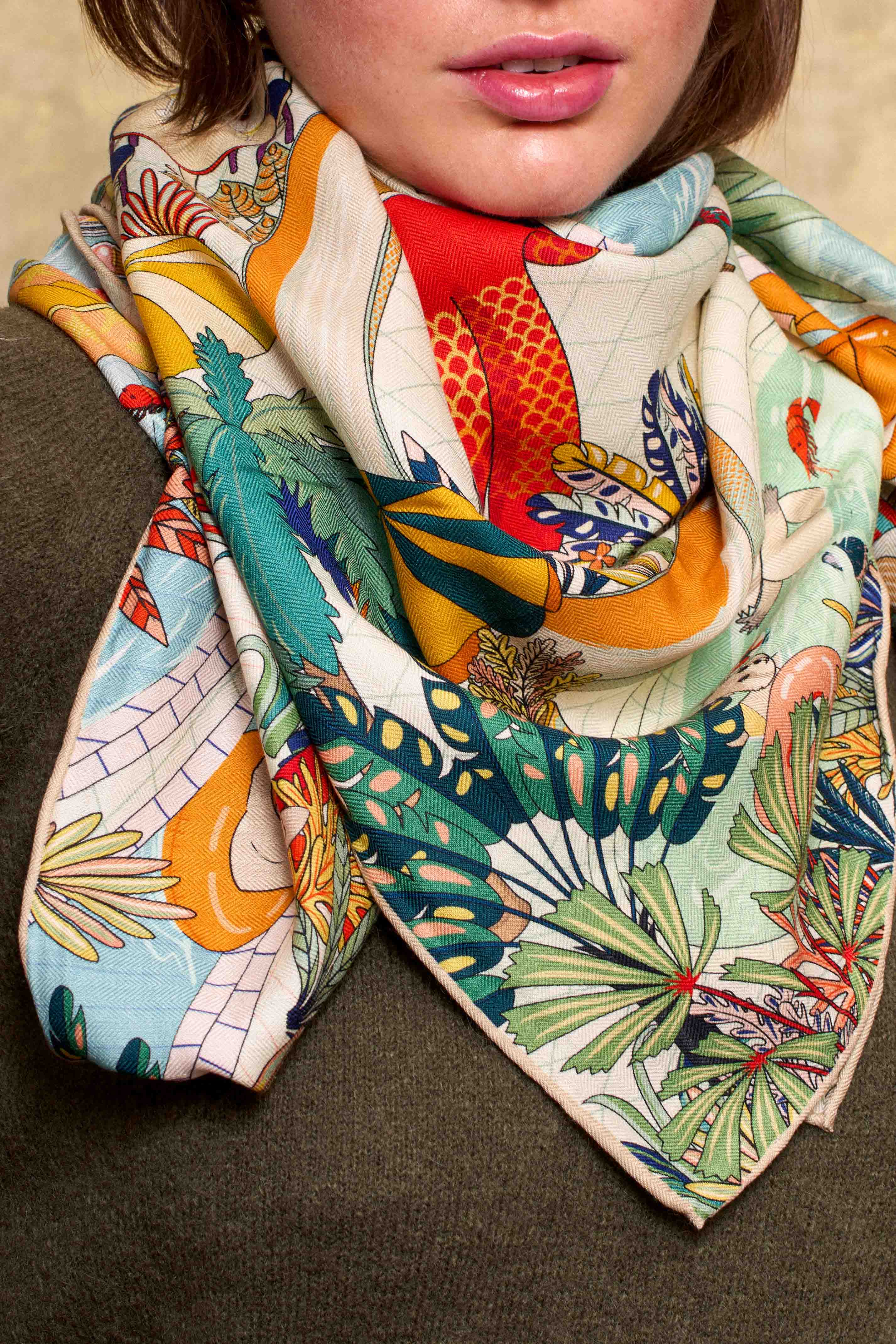 Foulard Kza en laine et soie