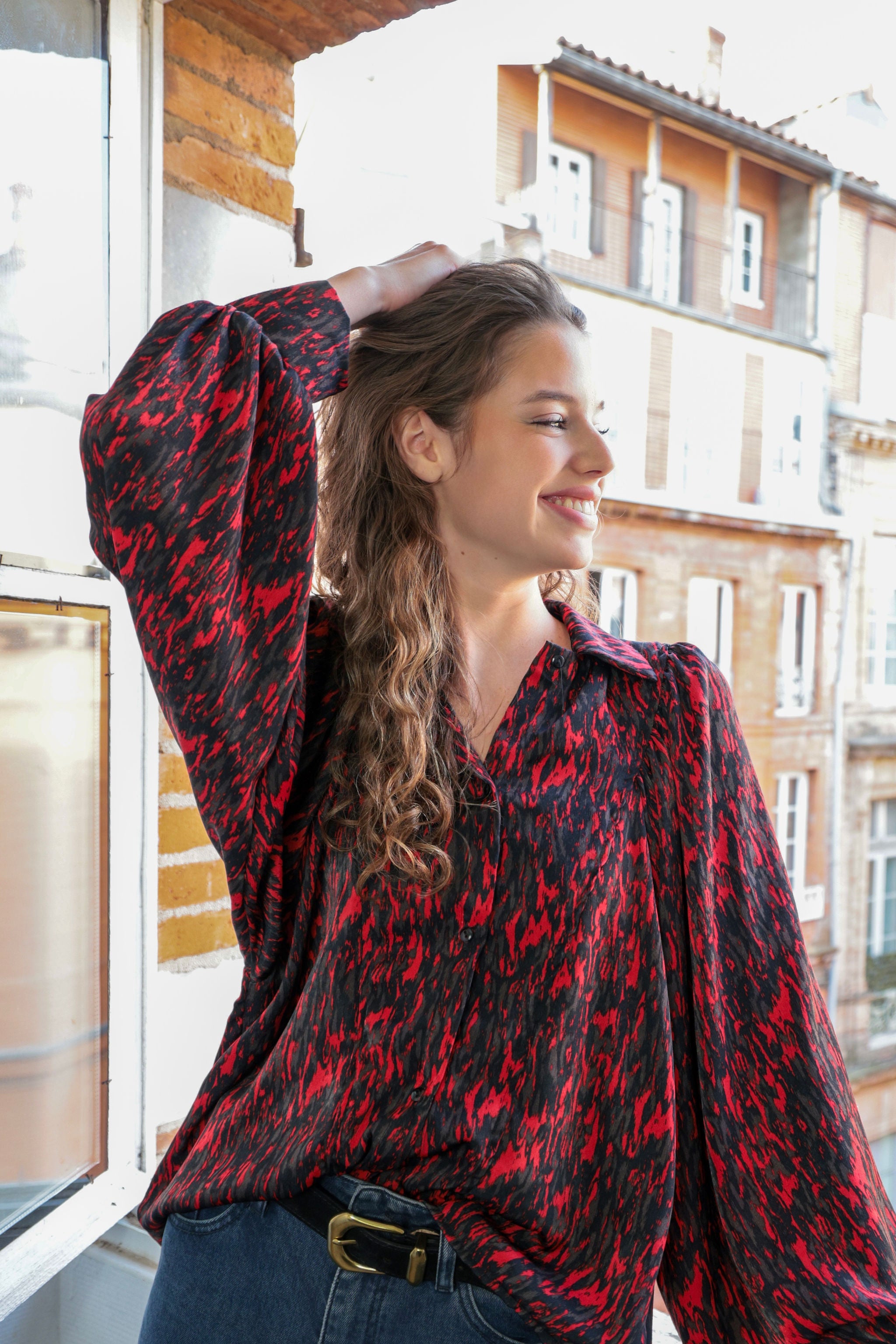Blouse Caroline red Firework
