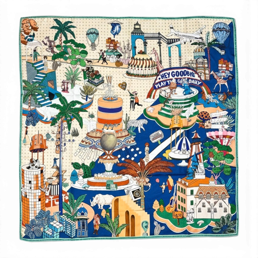 Maxi carré soie Calypso Rococo Bleu