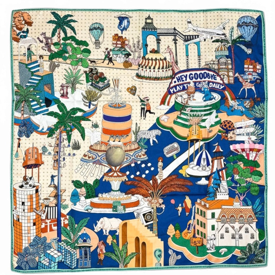 Maxi carré soie Calypso Rococo Bleu