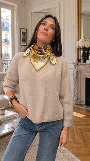 Foulard Laine et Soie Escapade romantique terracota