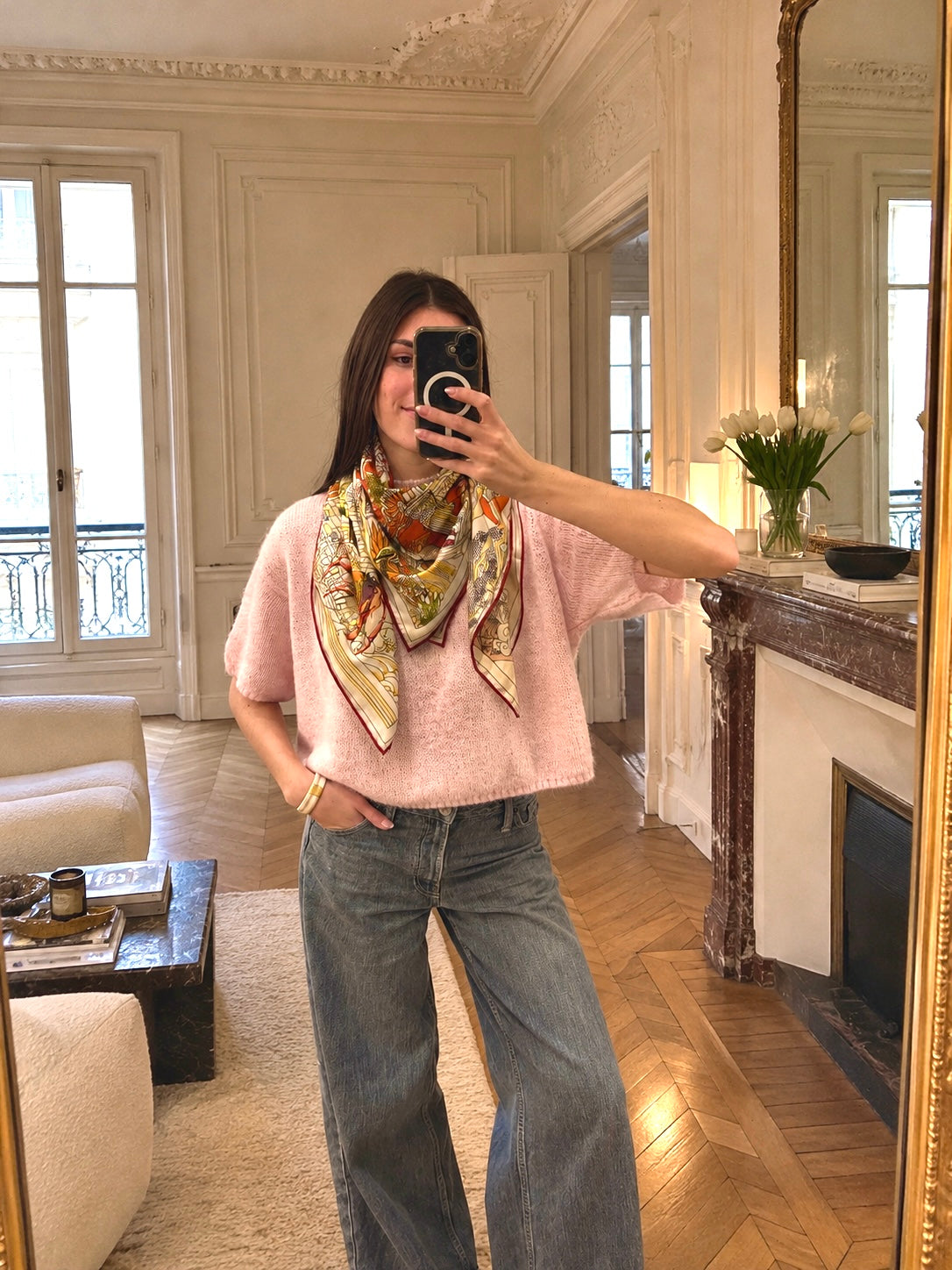 Maxi Foulard Laine et Soie temple oublié rouge