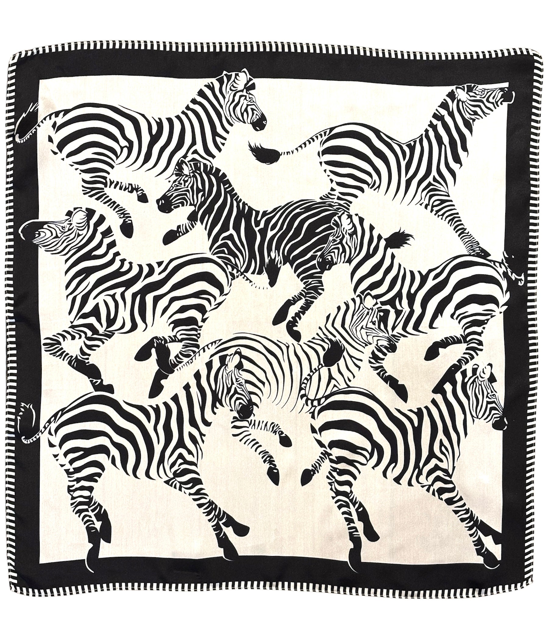 Mini Foulard Soie Zebra noir