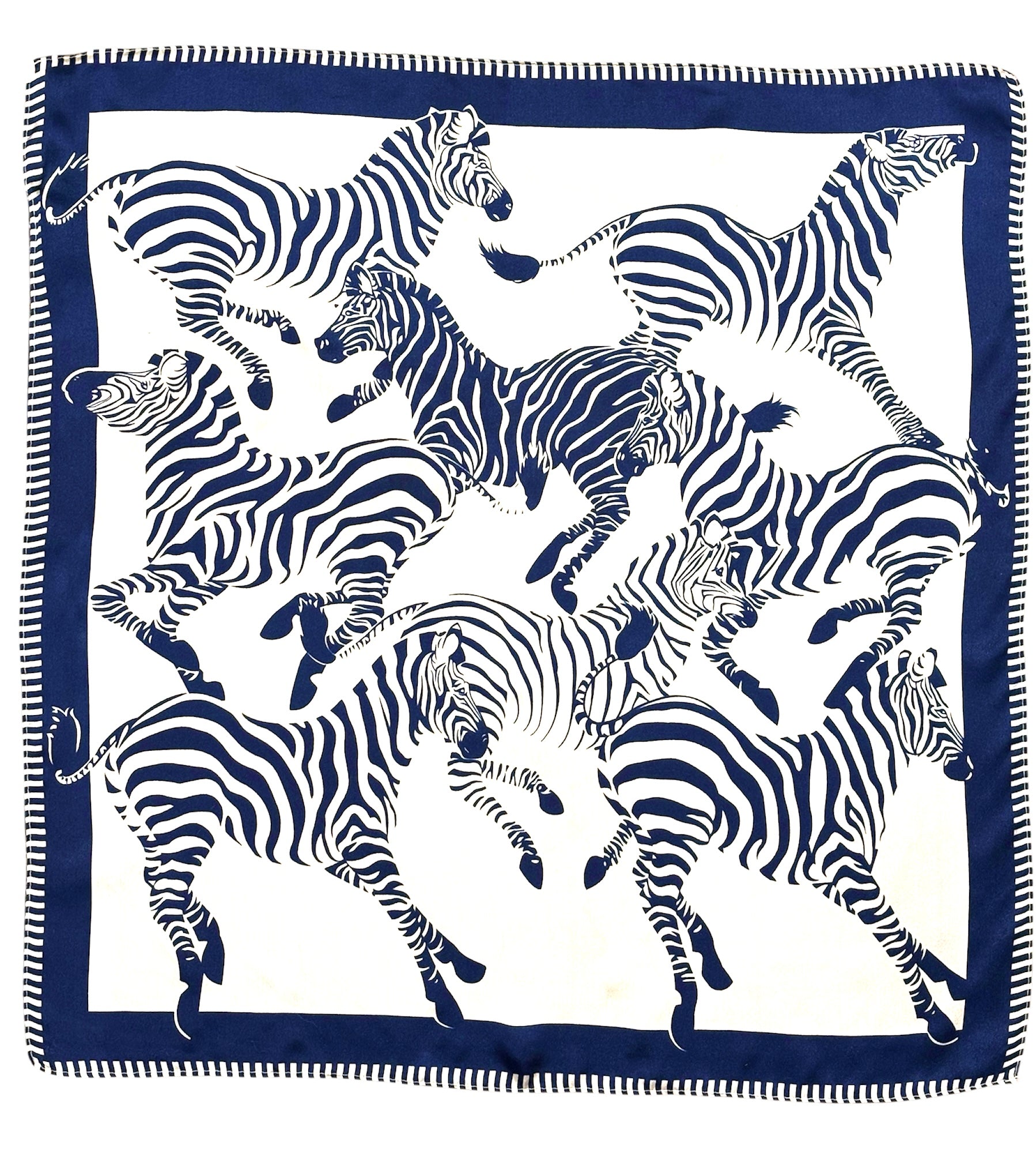 Mini Foulard Soie Zebra bleu marine