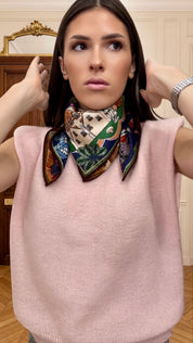 Foulard Laine et Soie Calypso Rococo marron & bleu