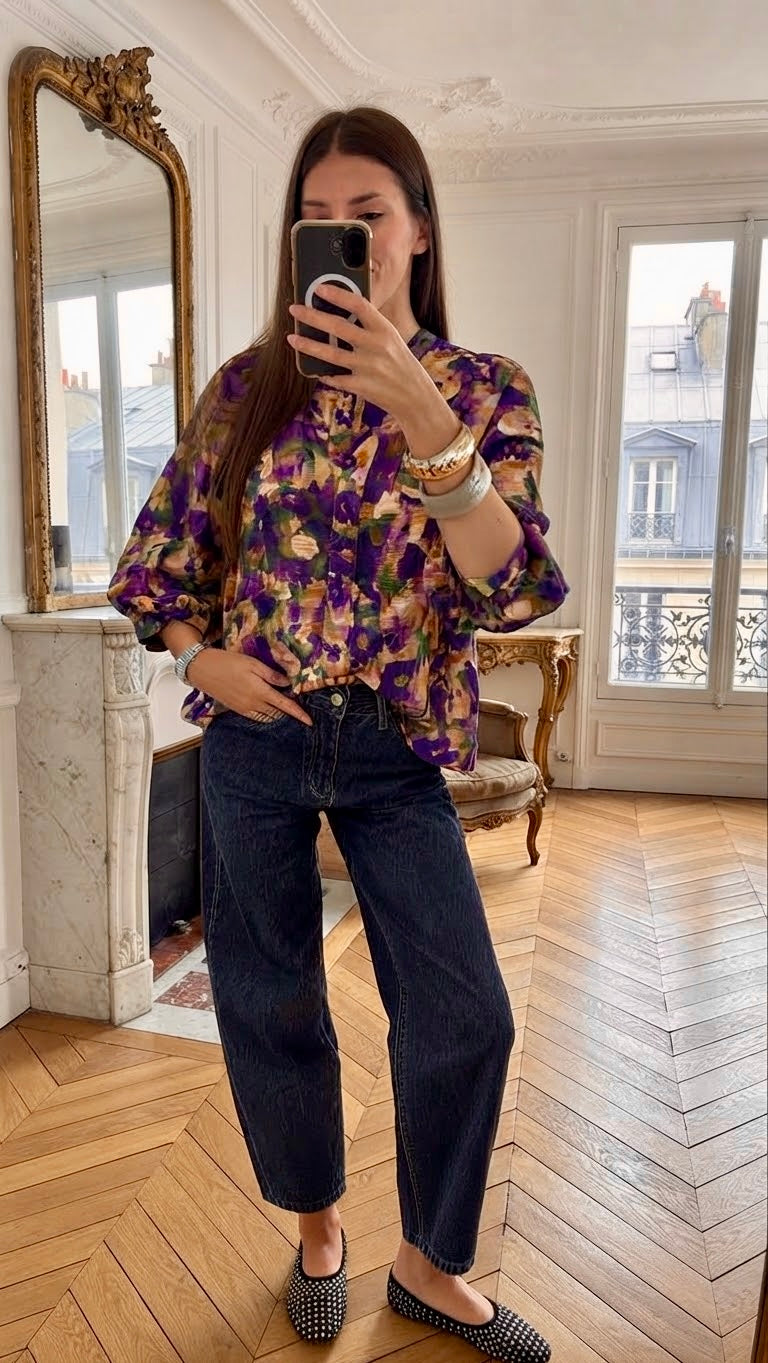 Blouse Louise purple garden
