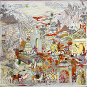 Maxi Foulard Laine et Soie temple oublié rouge