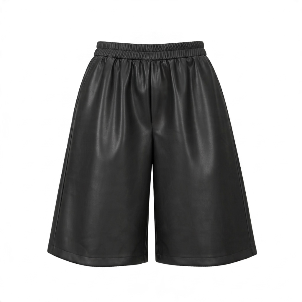 Bermuda Gaston simili cuir noir