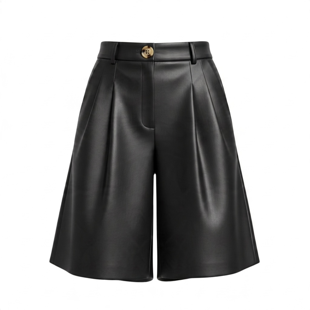 Bermuda Gaston simili cuir noir