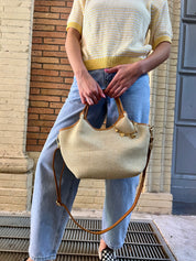 Bolso Mélusine trenzado en color camello