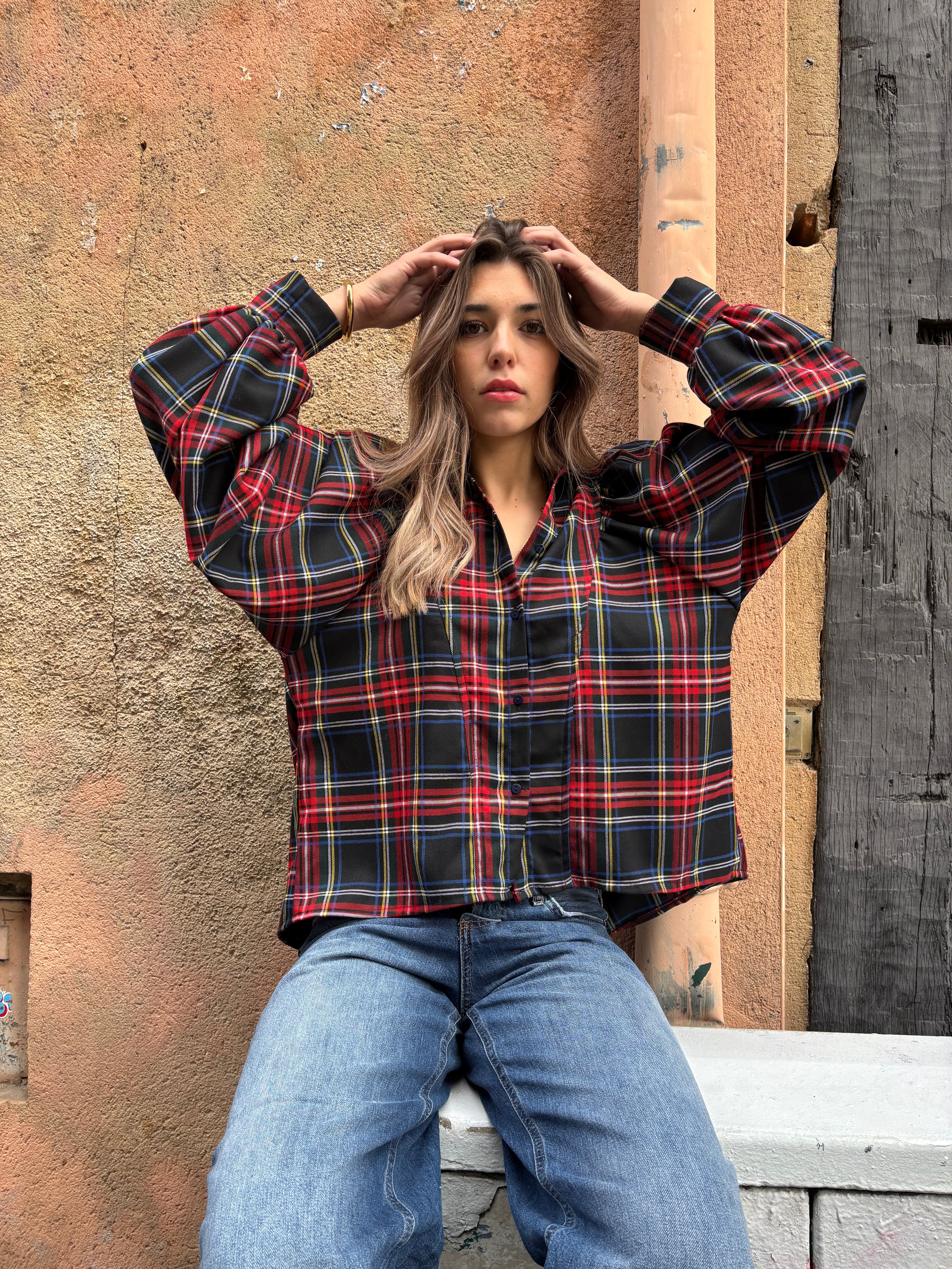 Blouse Caroline Tartan marine