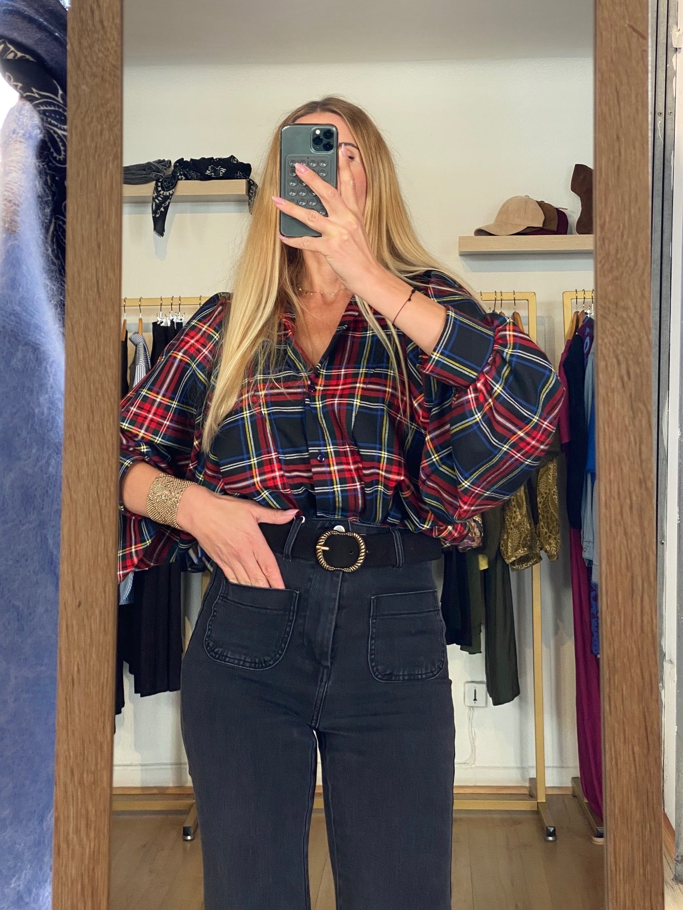 Blouse Caroline Tartan marine