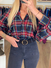 Blouse Caroline Tartan marine