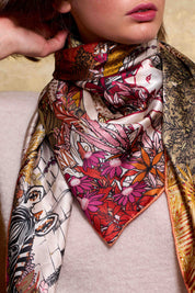 Maxi Foulard Soie Paris sauvage rose