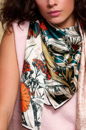 Maxi Foulard Soie Pivoines multicolores
