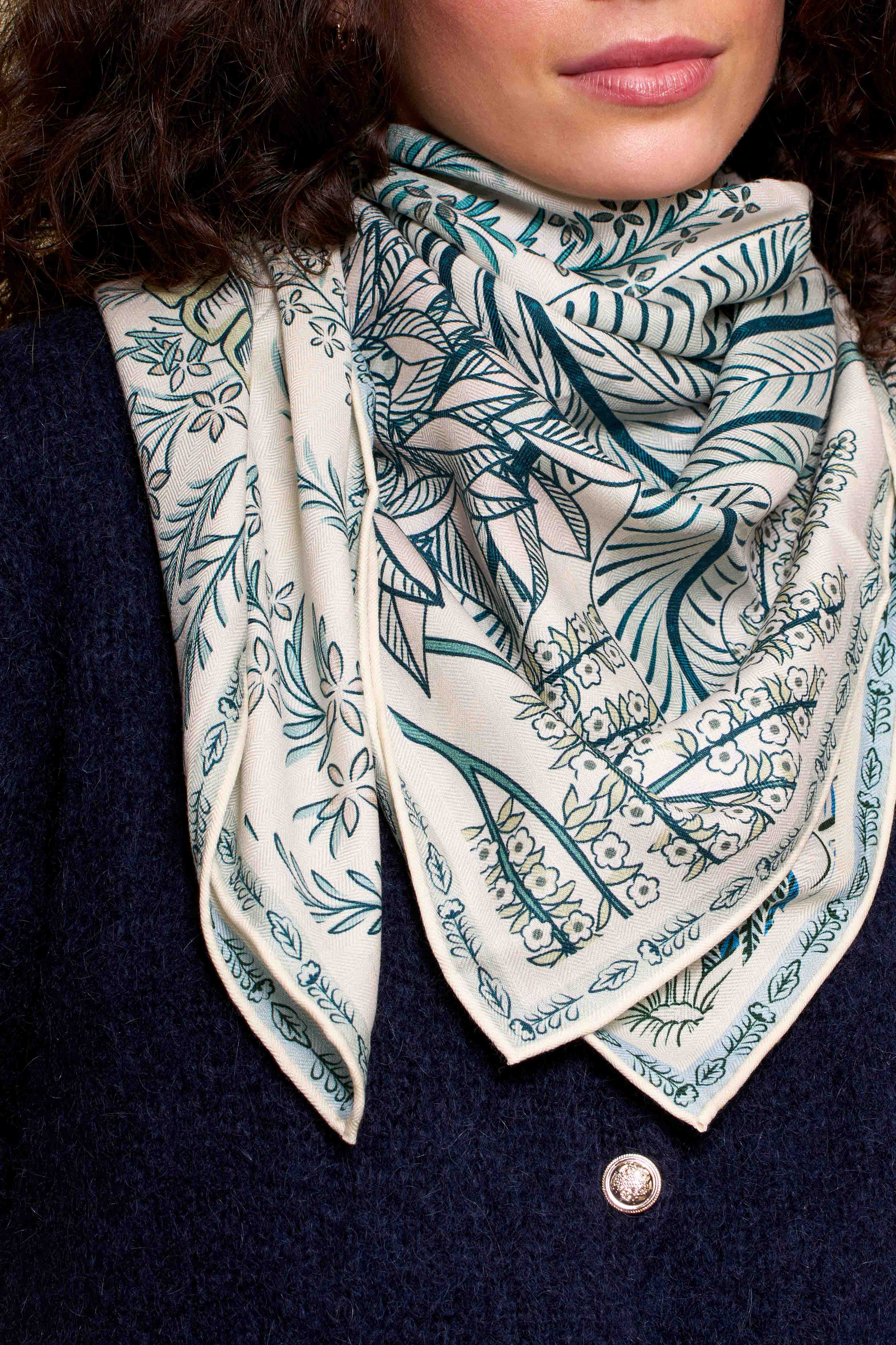Maxi Wool &amp; Silk Scarf Yellow Castle