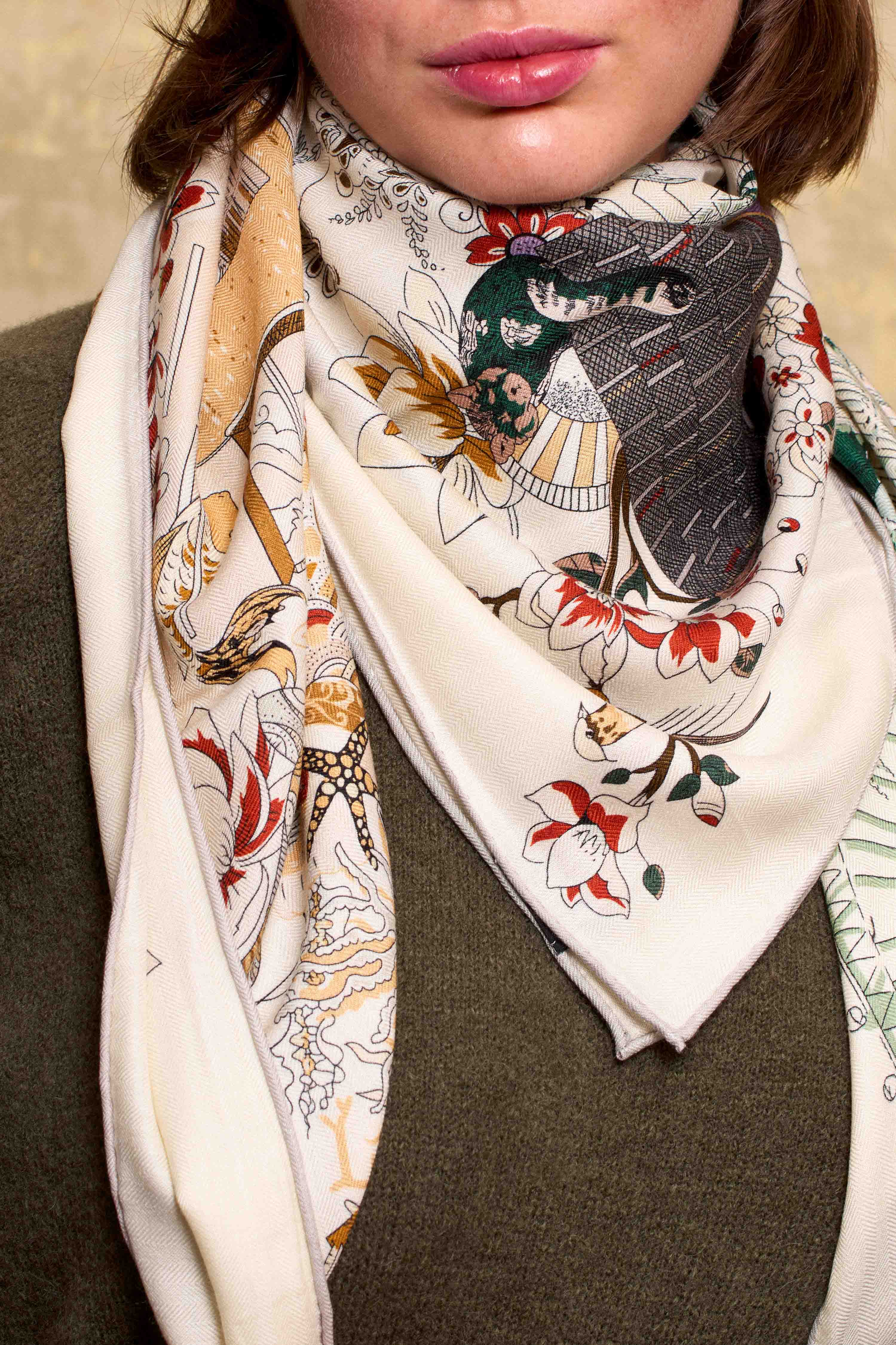 Maxi Wool &amp; Silk Scarf Blue Forest