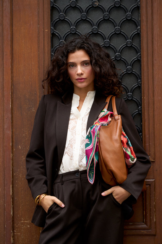 Camel braided Mélusine bag
