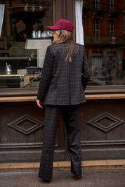 Pantalon Jules à carreaux bordeaux