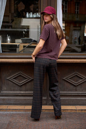 Pantalon Jules à carreaux marron