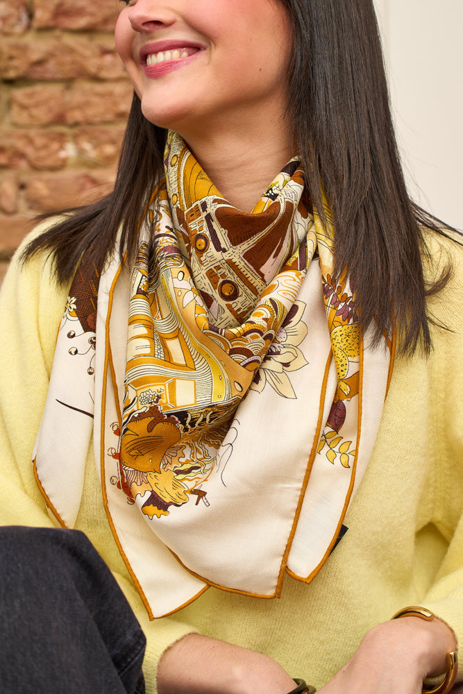 Maxi Foulard Laine et Soie Escapade burgundy