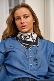 Mini Foulard Soie Zebra noir