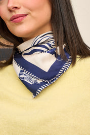Mini Foulard Soie Zebra bleu marine