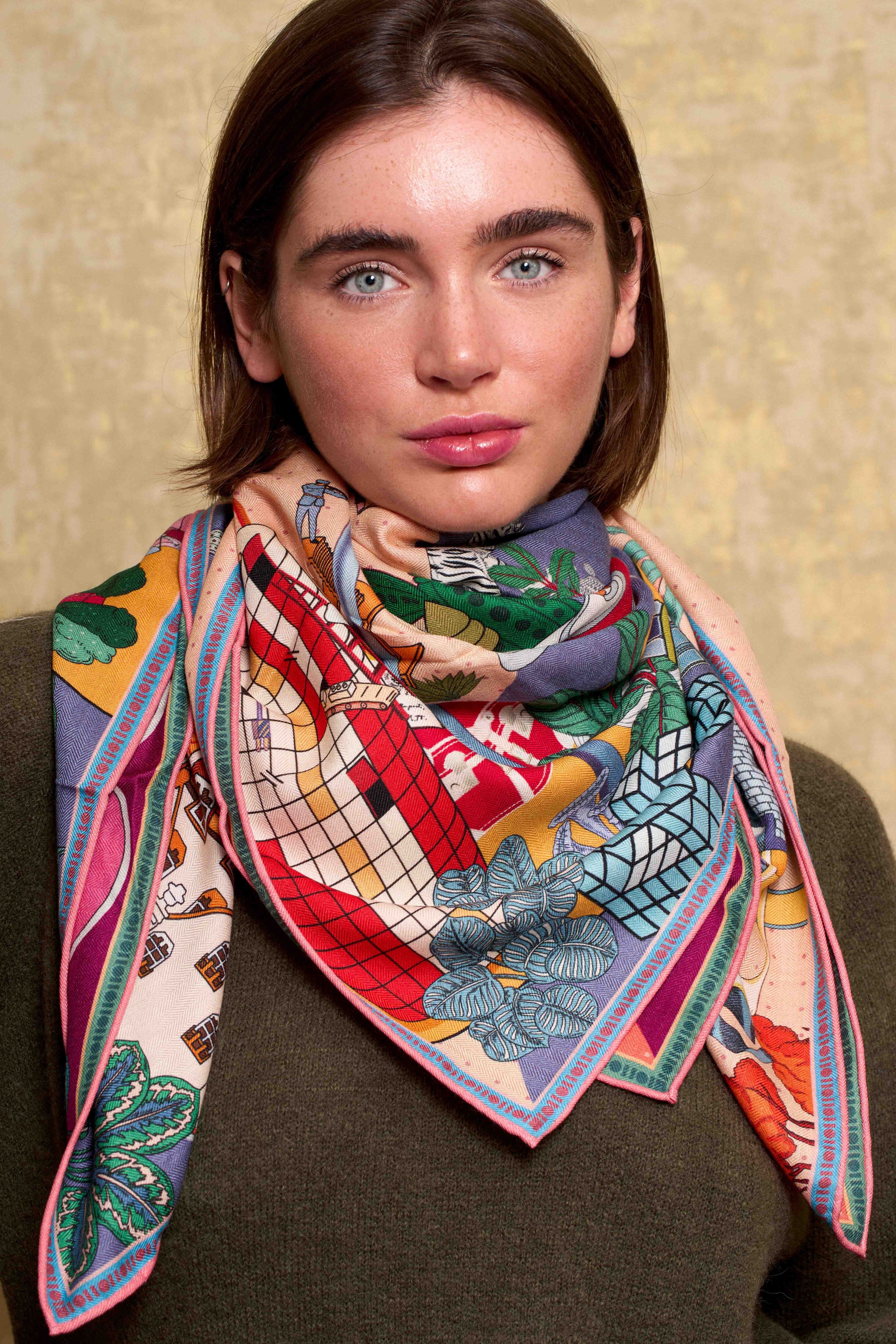 Maxi Wool &amp; Silk Scarf Blue Spirit