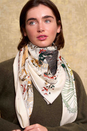 Maxi Wool &amp; Silk Scarf Blue Forest