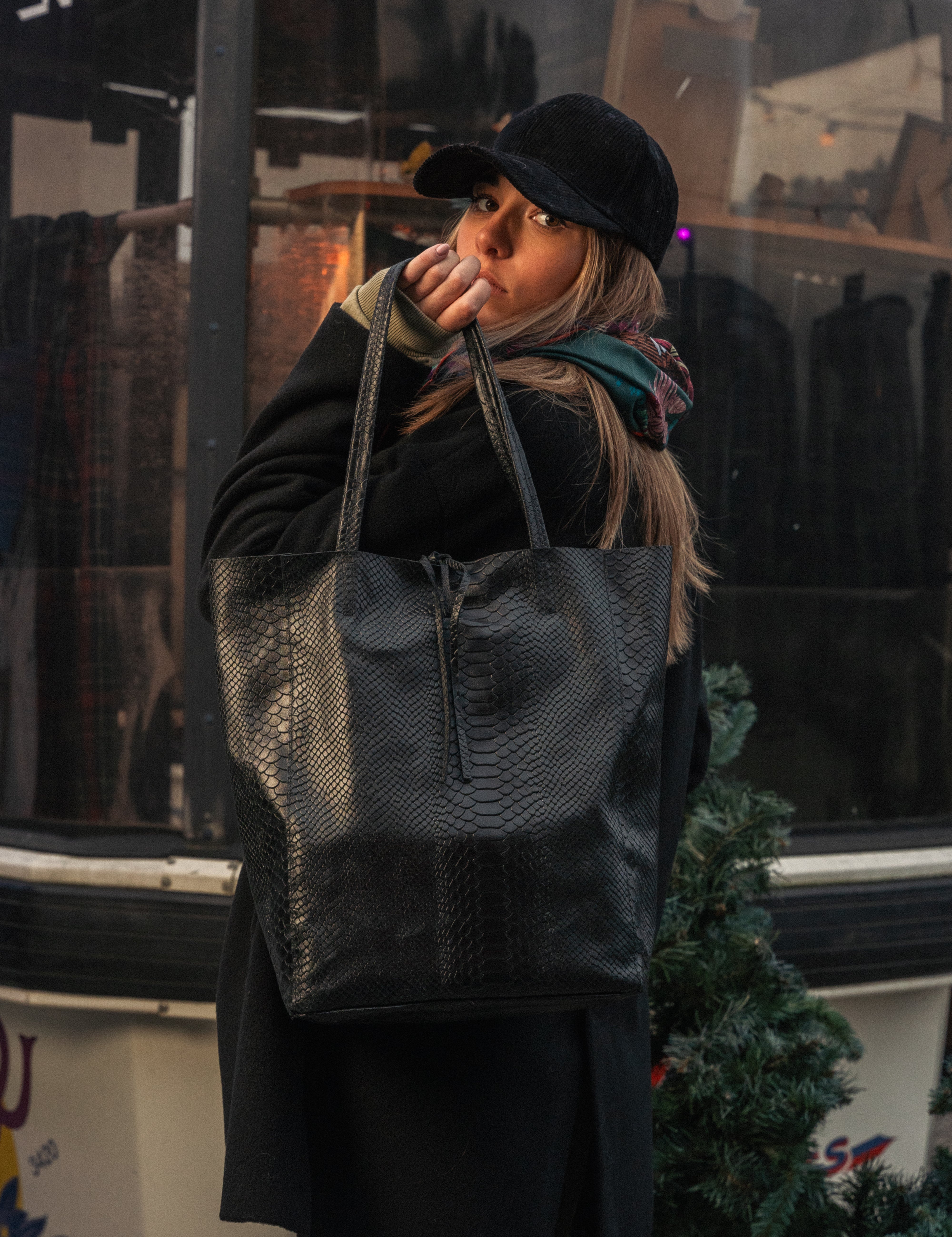 Sac en cuir façon croco