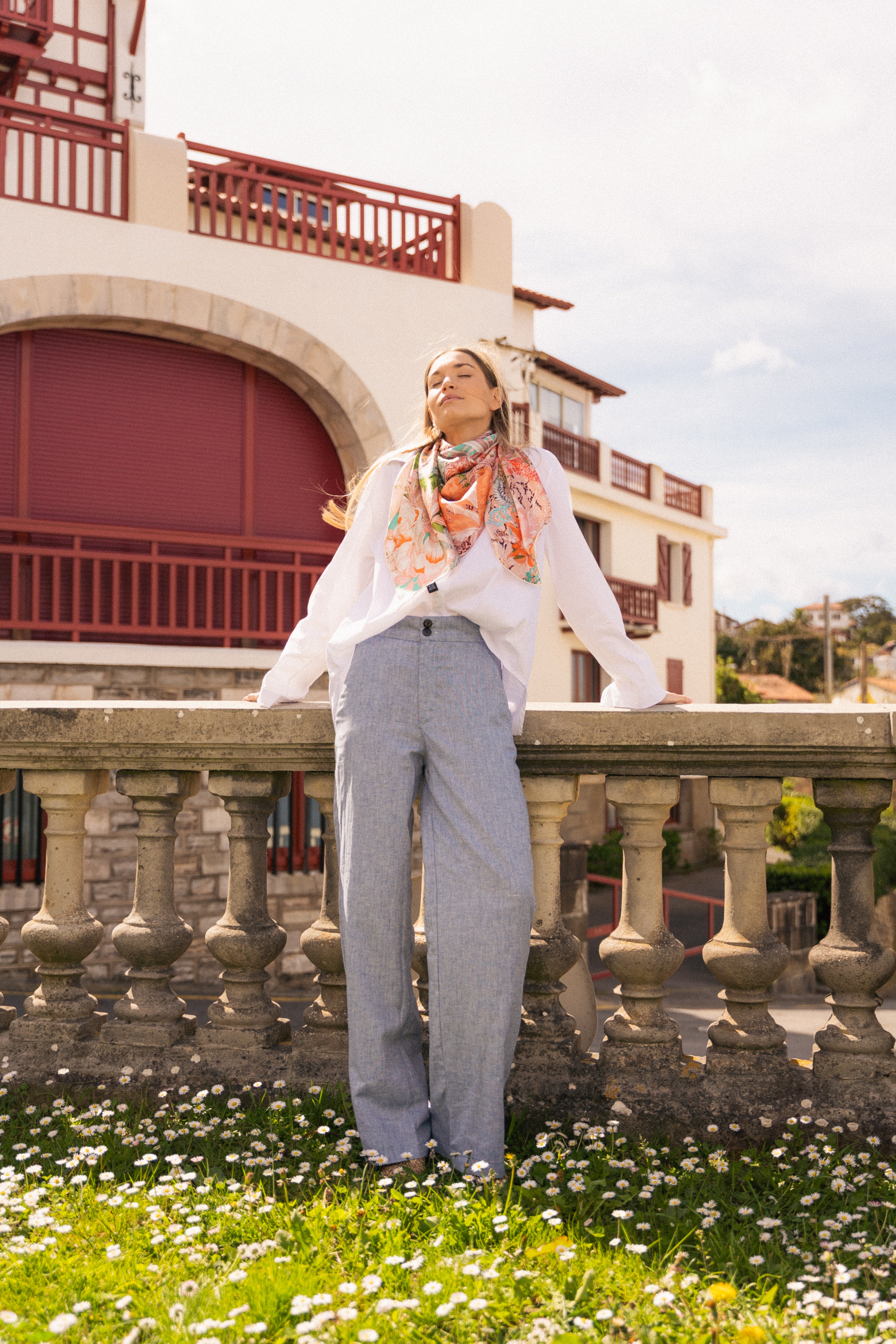 Pantalon Jeanne Chambray Bleu