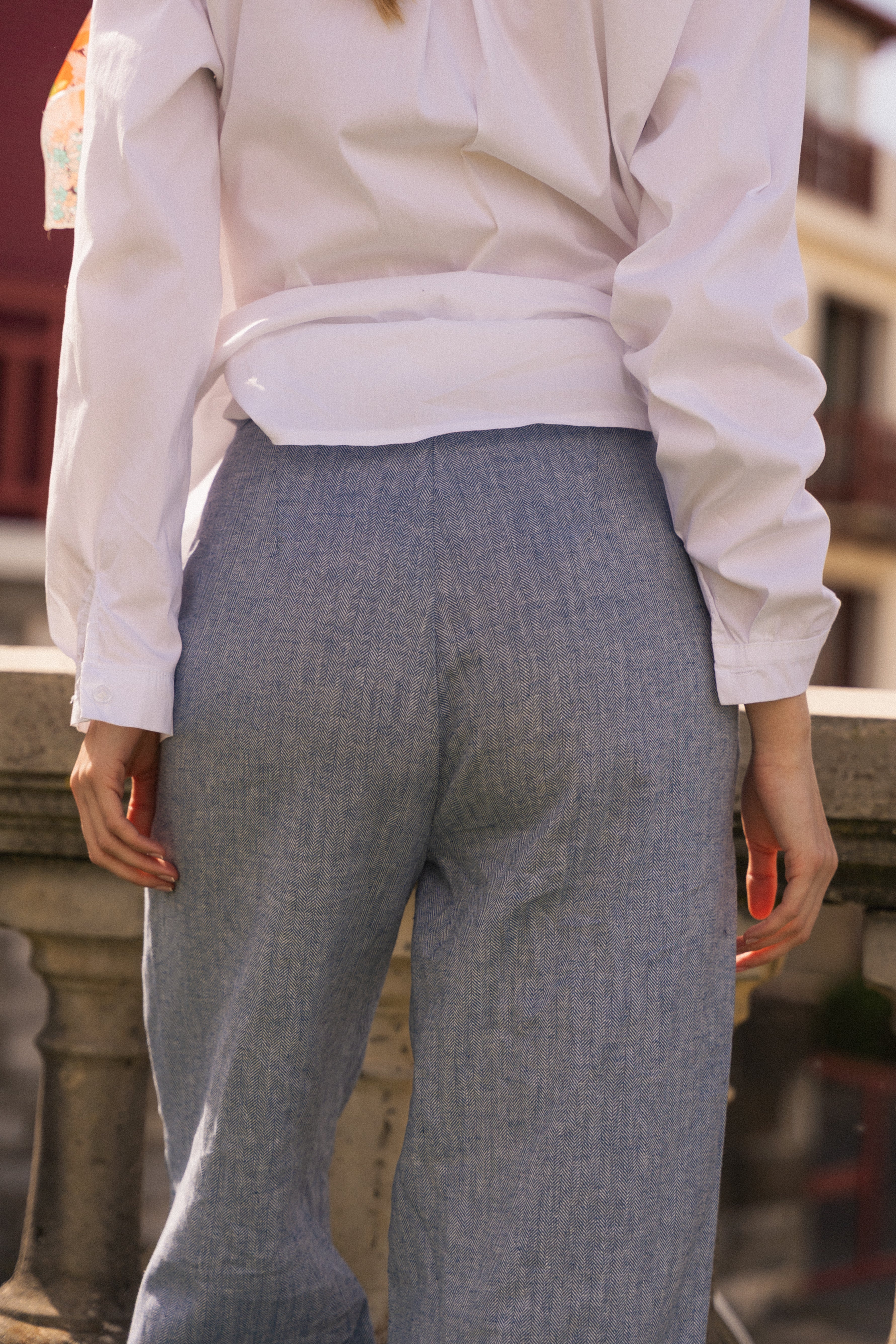 Pantalon Jeanne Chambray Bleu
