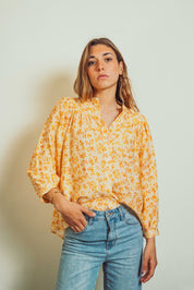 Louise Yellow Floral Blouse