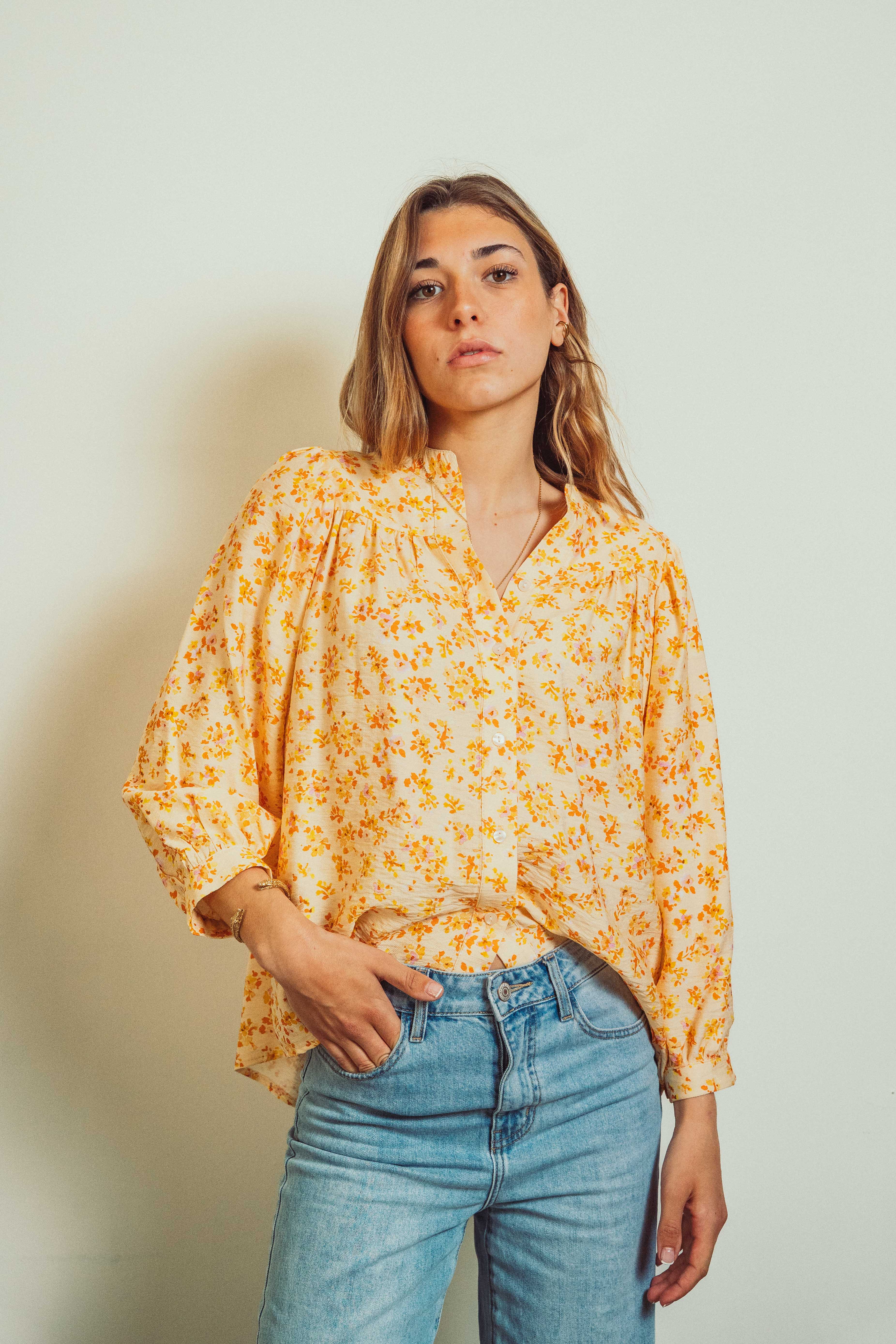 Louise Yellow Floral Blouse