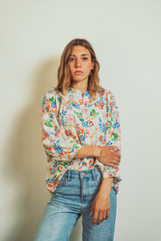 Louise Floral White Blouse