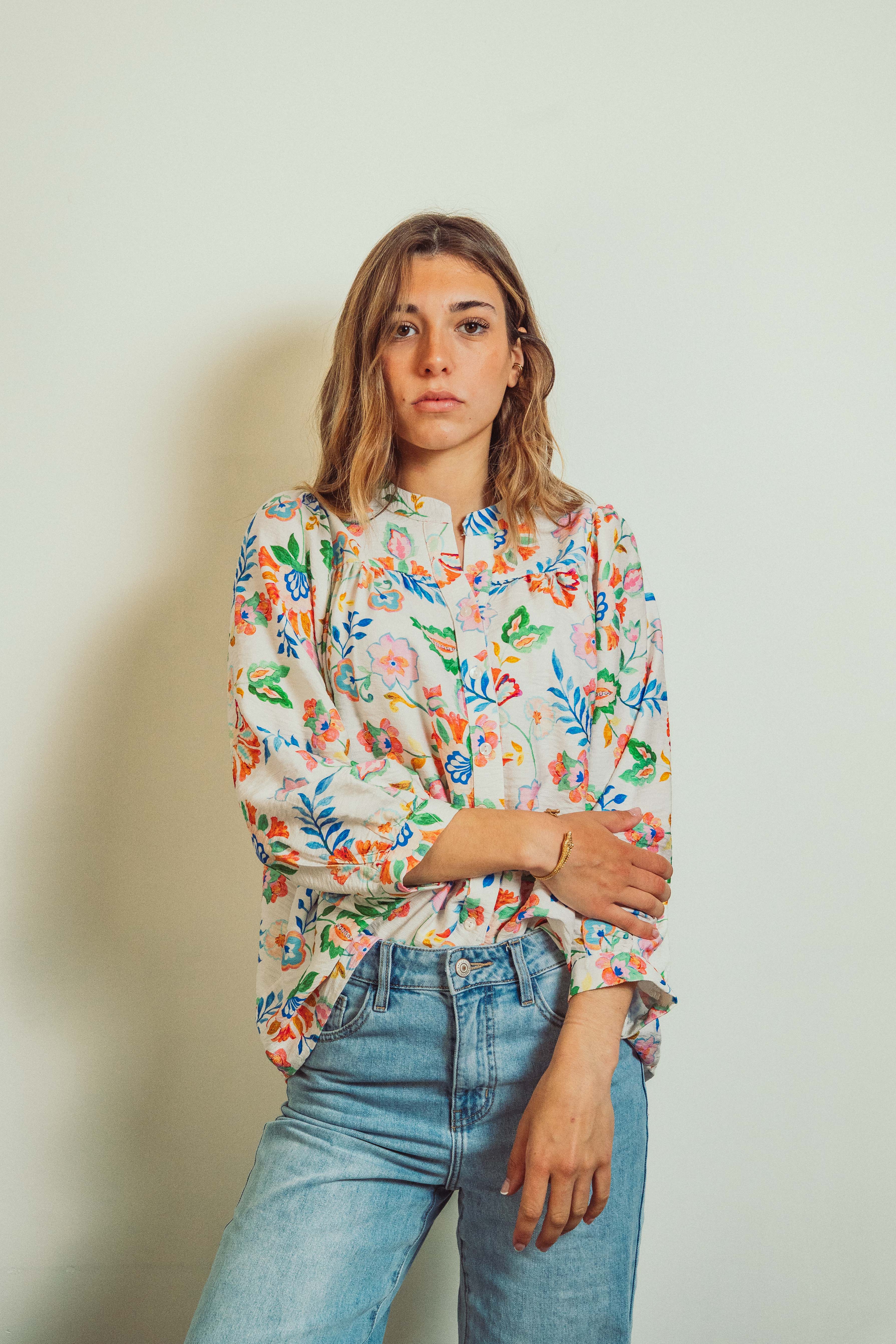 Louise Floral White Blouse