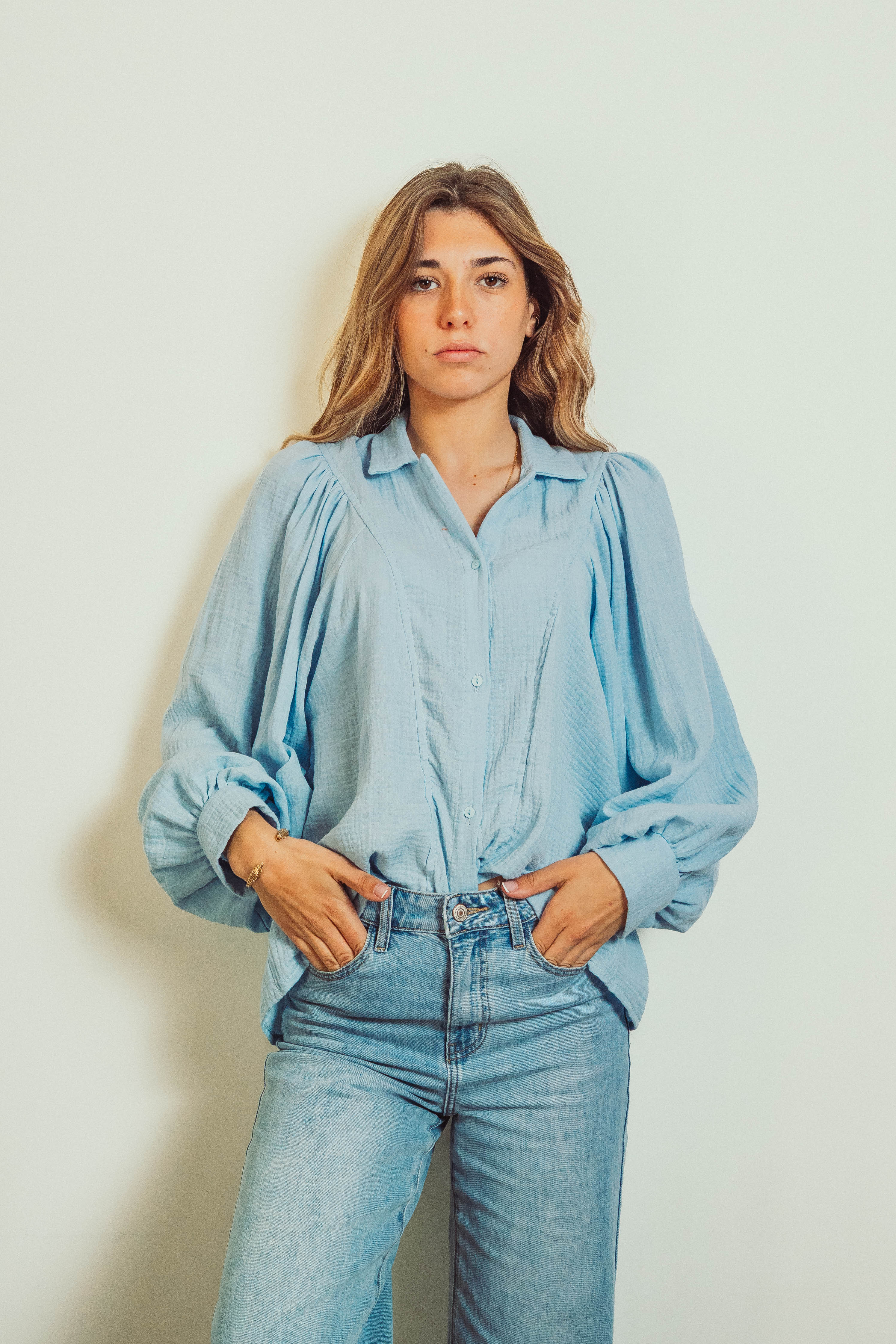 Blouse Caroline Gaze de coton Bleu BB