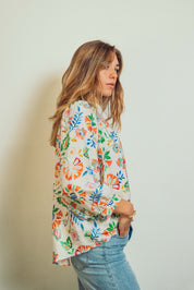 Louise Floral White Blouse
