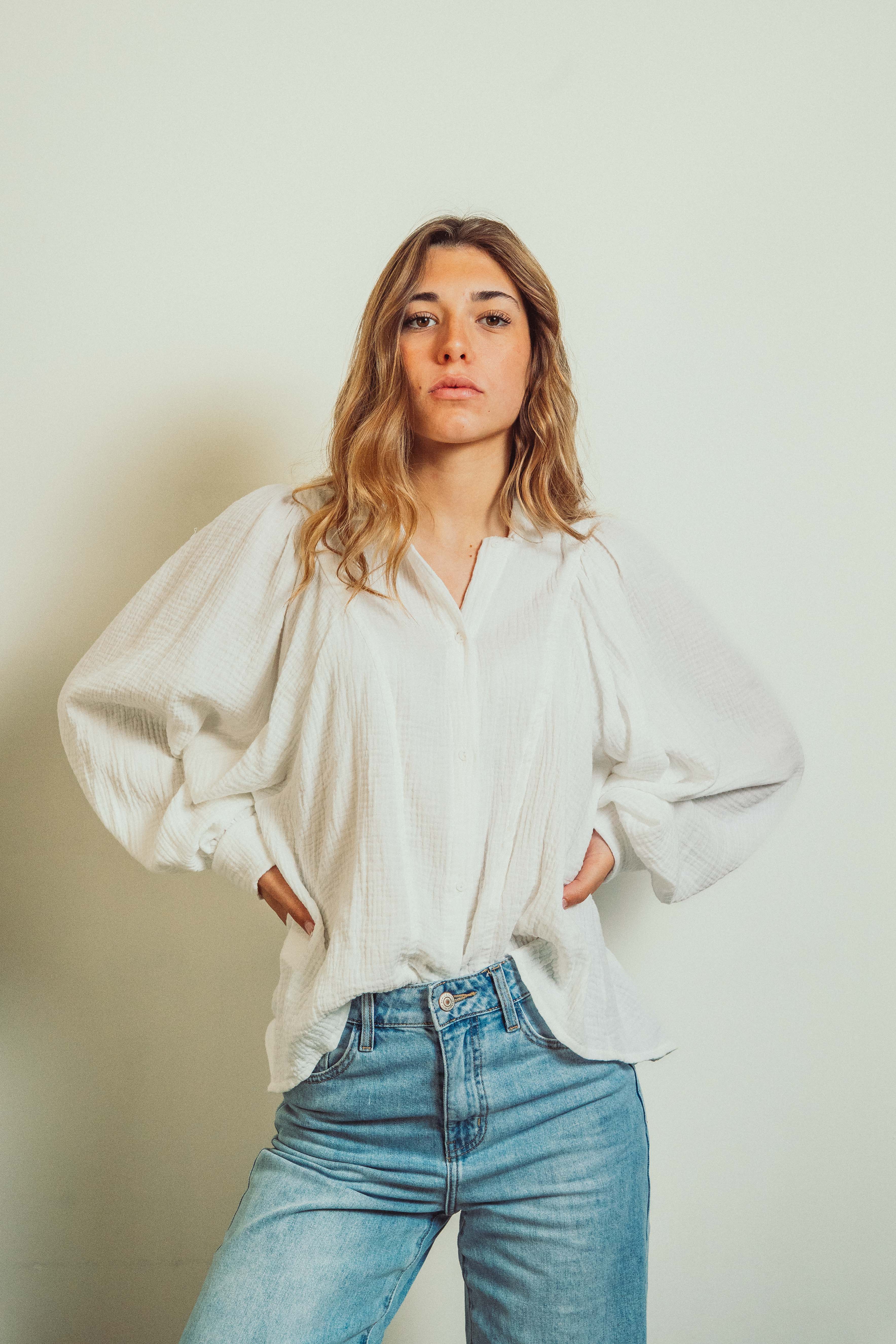 Blouse Caroline Gaze de coton Blanc
