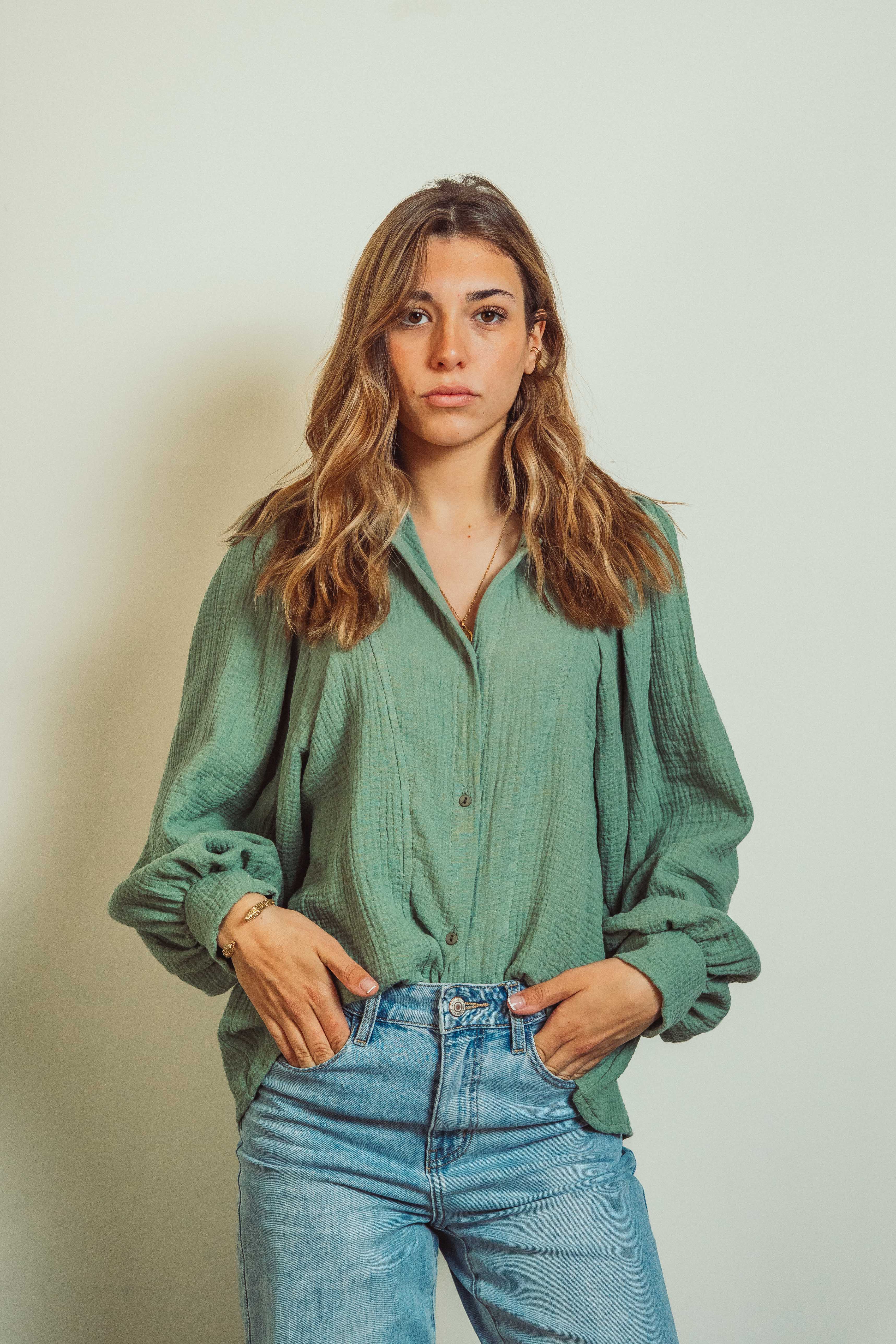 Caroline Khaki Blouse