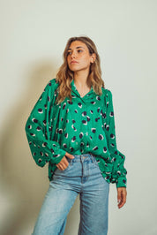 Caroline Green Dots Blouse