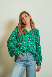 Caroline Green Dots Blouse