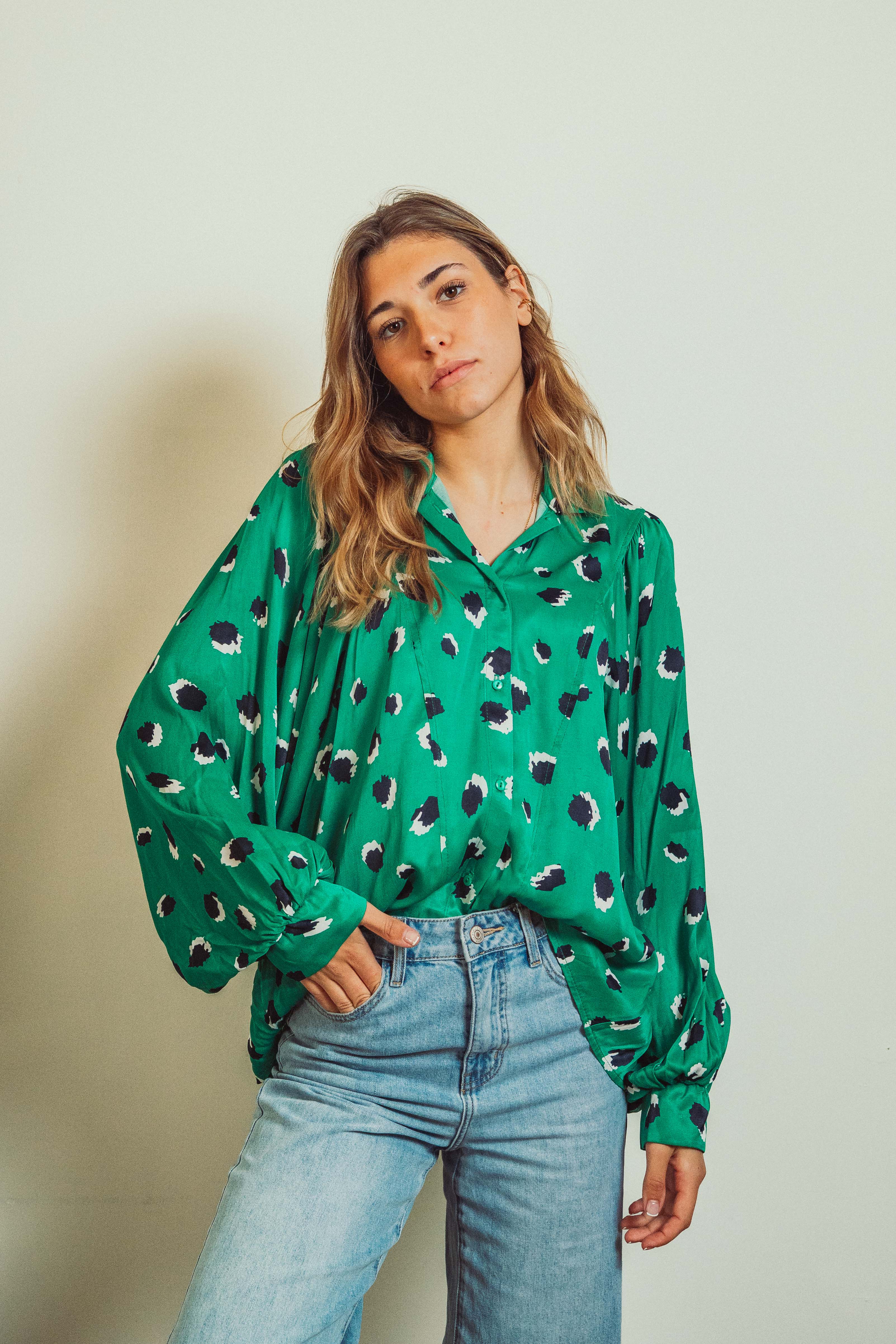 Caroline Green Dots Blouse