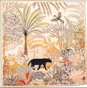 Maxi Foulard Laine et Soie Panthère de nuit pêche