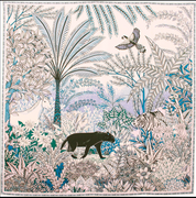 Maxi Écharpe Laine & Soie Panthère de nuit bleu jean