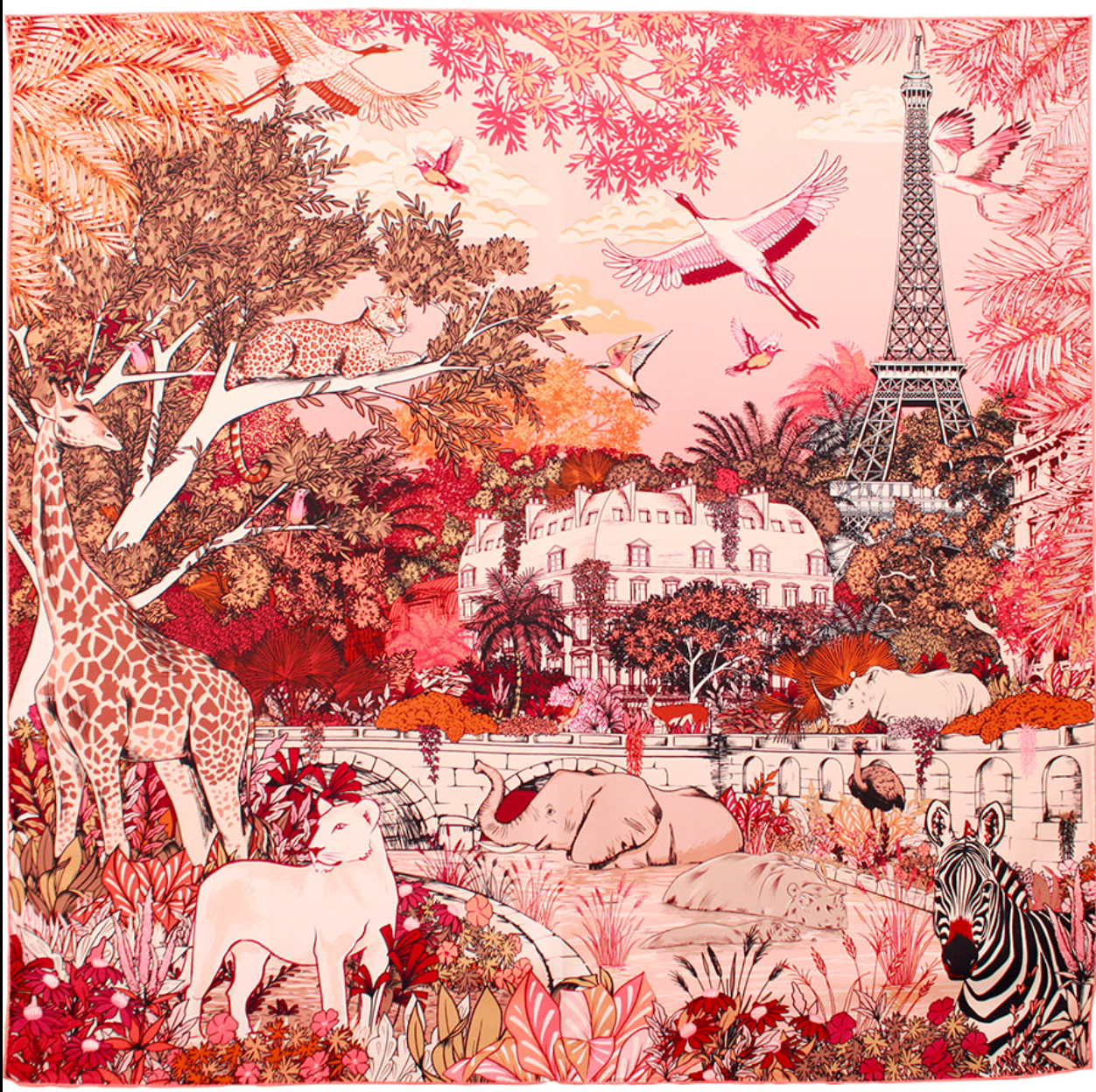 Foulard Paris sauvage rose