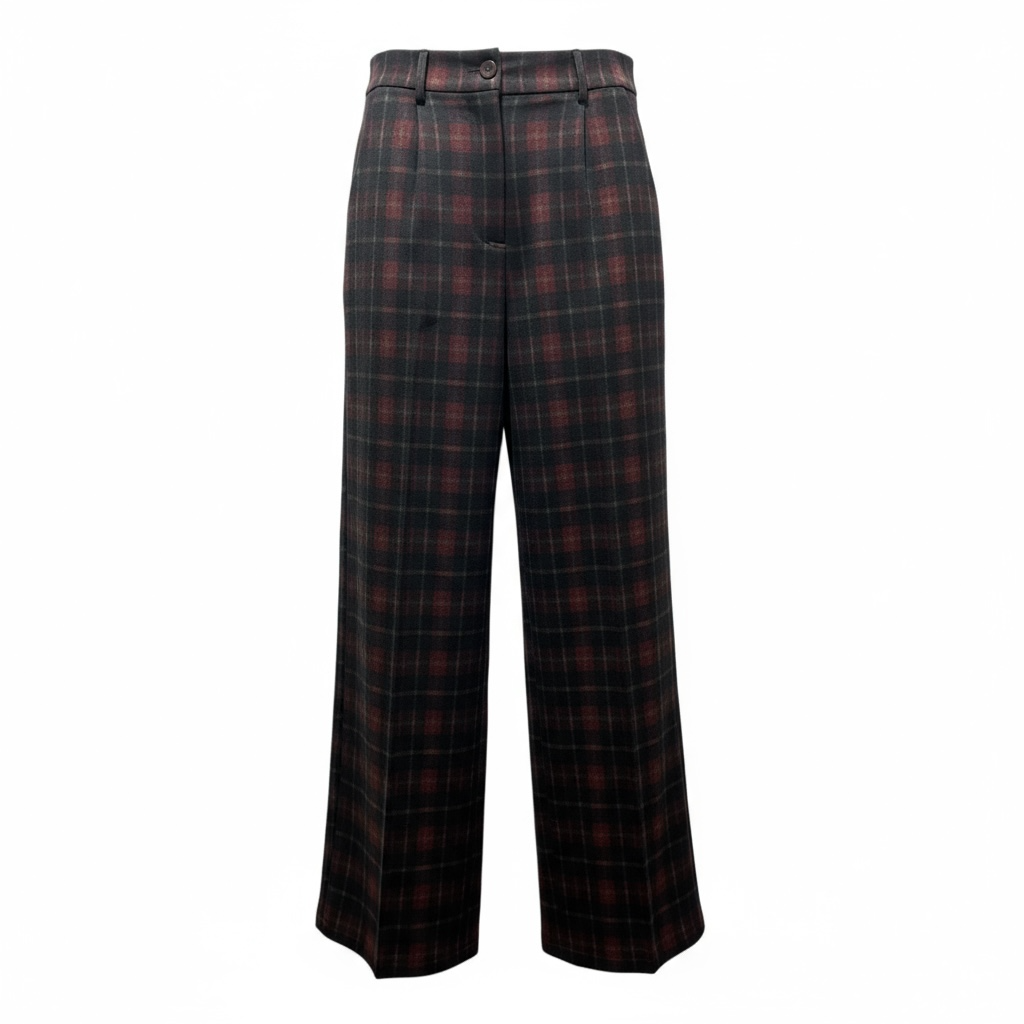 Pantalon Jules à carreaux bordeaux