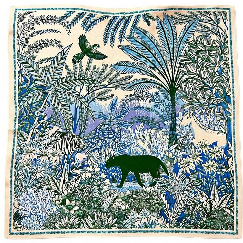 Maxi Foulard Soie Panthère de nuit bleu minuit