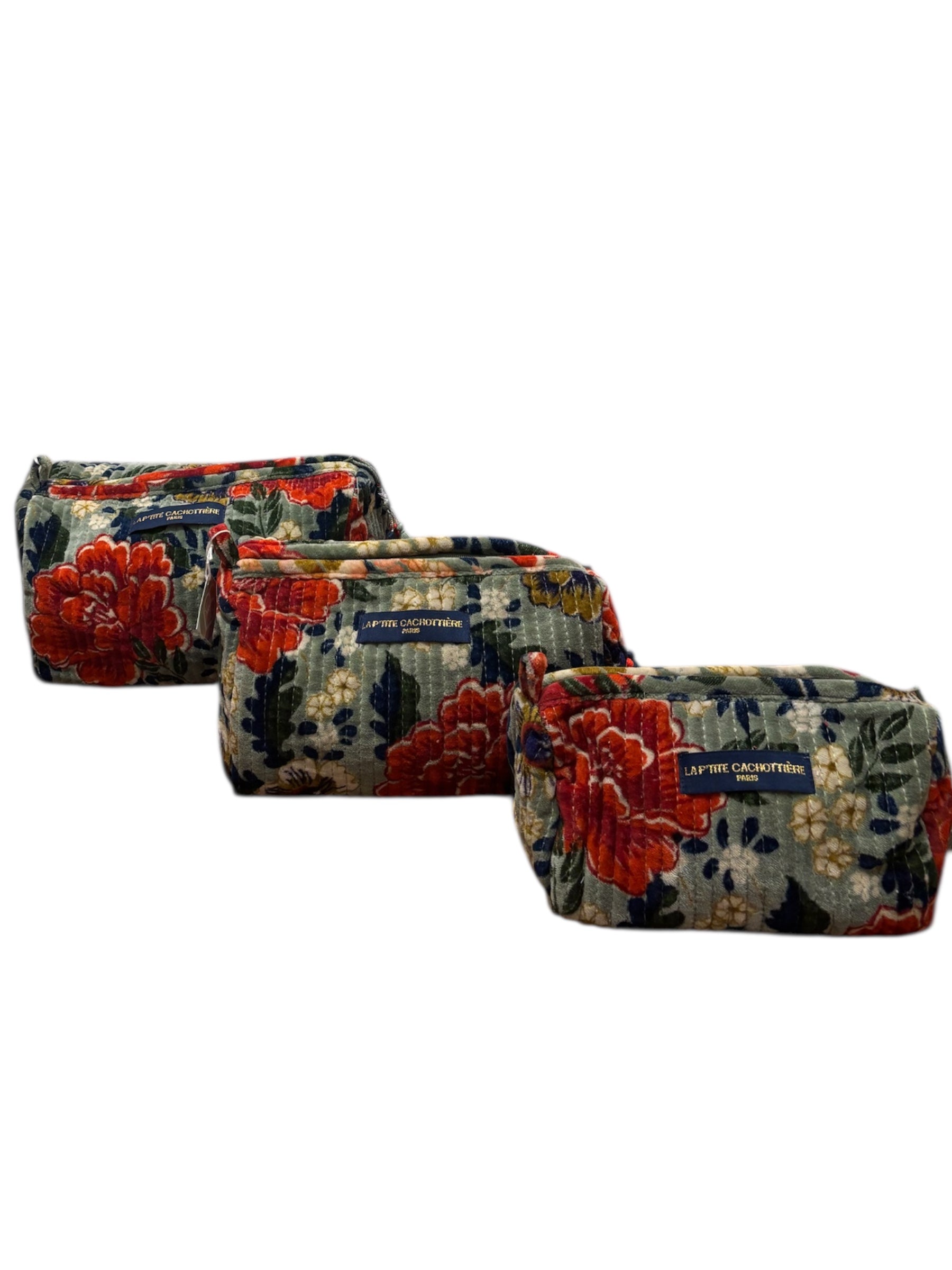 Pochette velours celadon flowers